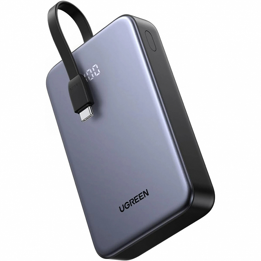 Внешний аккумулятор UGREEN PB505 (45762) 20000 мАч Quick Charging Power Bank (со встроенным кабелем) серый