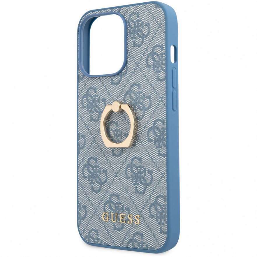 Чехол Guess PU 4G + Ring Hard для iPhone 13 Pro синий (GUHCP13L4GMRBL)