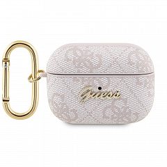 Чехол CG Mobile Guess для Airpods Pro 2 PU leather 4G with metal logo and carabin Pink - Розовый