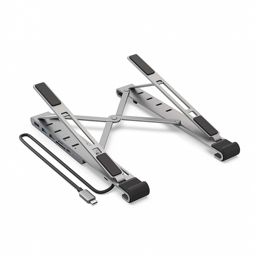 Мульти хаб с функцией подставки для ноутбука HyperDrive 7-in-1 USB-C Hub Stand серебристый (HD71HS) 