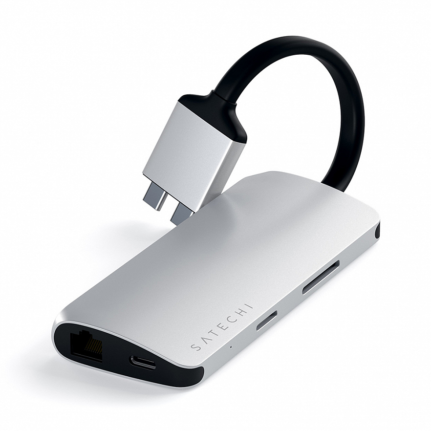 Мульти хаб Satechi Type-C Dual Multimedia Adapter серебристый (ST-TCDMMAS)