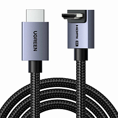 Угловой кабель UGREEN HD188 (85169) HDMI 8K@60Hz (2 метра) серый космос