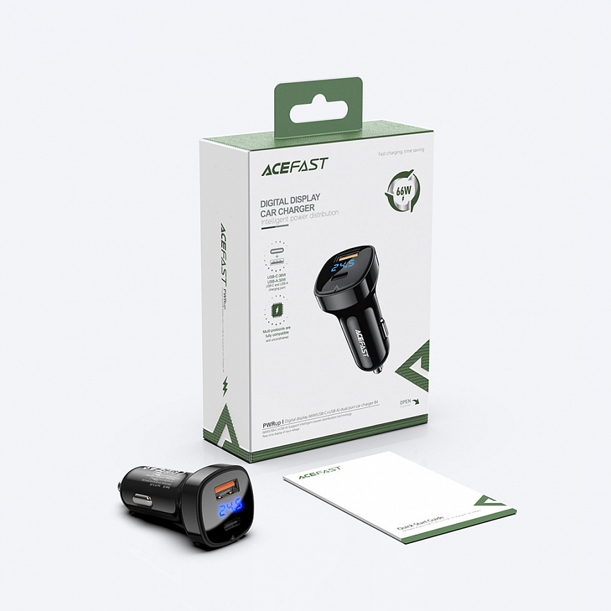 Автомобильное зарядное устройство Acefast B4 66W USB-C + USB-A Car Charger (AF-B4-BK)