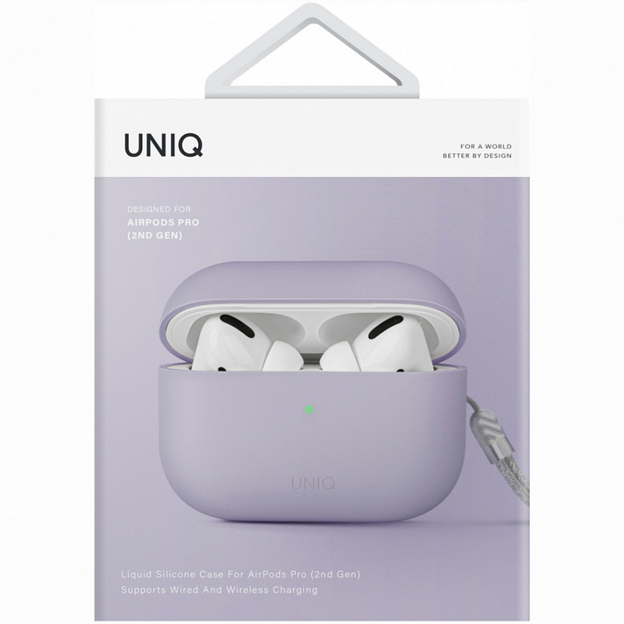 Чехол Uniq LINO Liquid silicone для Airpods Pro 2 Лавандовый (Lavender)