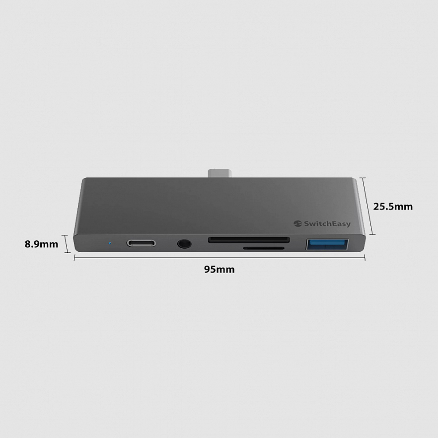 Хаб SwitchEasy SwitchDrive 6 in 1 USB-C HUB USB Type-C / mini jack 3.5 мм / MicroSD / SD / USB / HDMI серый космос (GS-105-202-253-101)