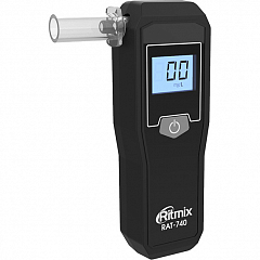 Алкотестер Ritmix RAT-740 чёрный (Диапазон: 0,00-2,00 мг/л; ±0,025 мг/л)