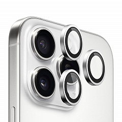 Защитное стекло на камеру BlueO Camera Lens 99-AR PVD Alloy для iPhone 16 Pro/16 Pro Max, 3 шт. (+instal) Белый титан