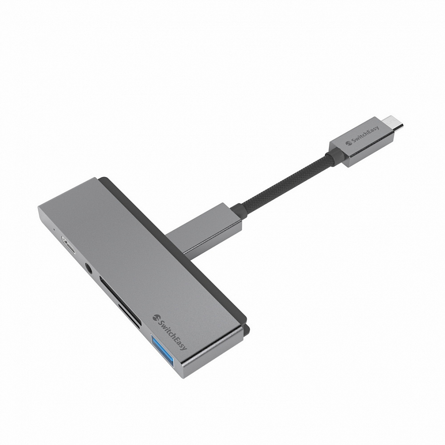 Хаб SwitchEasy SwitchDrive 6 in 1 USB-C Cable HUB USB Type-C / mini jack 3.5 мм / MicroSD / SD / USB / HDMI серый космос (GS-109-229-253-101)