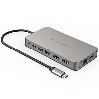 Мульти Хаб HyperDrive Dual 4K HDMI 10-in-1 USB-C Hub 2 x USB Type-C / Ethernet / 2 x HDMI / 2 x USB / mini jack 3.5 mm / microSD / SD серый (HDM1H)