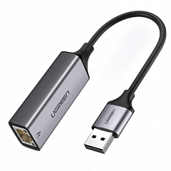 Переходник Ugreen CM209 (50922) USB to RJ45 Ethernet Adapter Aluminum Case Серый космос