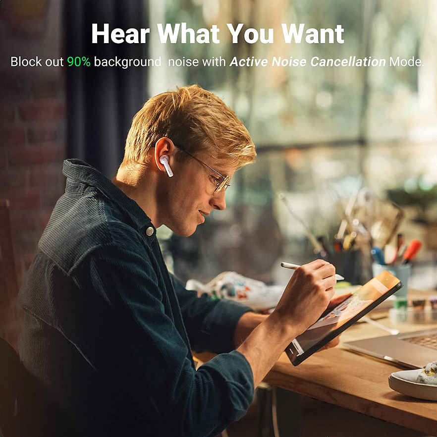 Беспроводные наушники UGREEN WS106 (90206) HiTune T3 Active Noise-Cancelling Wireless Earbuds белые