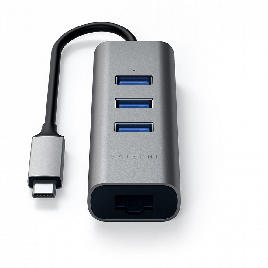 Переходник Satechi Type-C 2-in-1 USB 3.0 & Ethernet Aluminium Hub серый космос (ST-TC2N1USB31AM)