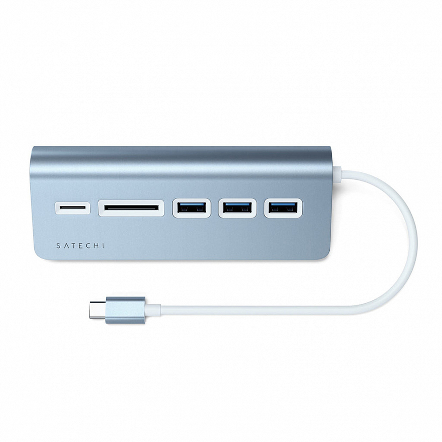USB-хаб и картридер Satechi Type-C Aluminum USB 3.0 Hub & Card Reader (ST-TCHCRB) голубой