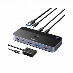 Переключатель UGREEN CM687 (25098) USB-C с выносной кнопкой 2 In 4 Out