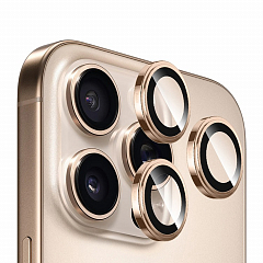 Защитное стекло на камеру BlueO Camera Lens SAPPHIRE Alloy для iPhone 16 Pro/16 Pro Max, 3 шт. (+instal) Золотой титан