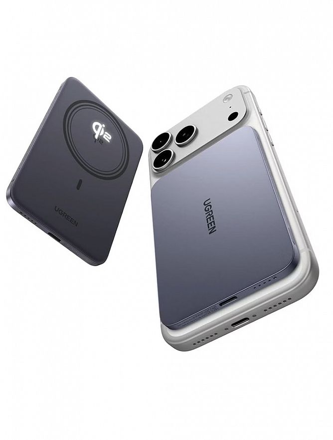 Внешний аккумулятор UGREEN PB580 (75984B) MagFlow Air Ultra-Slim 20W - 5000mAh  магнитный