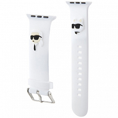 Ремешок CG Mobile Lagerfeld 3D Rubber NFT Karl & Choupette Heads для Apple Watch 42/44/45 мм белый