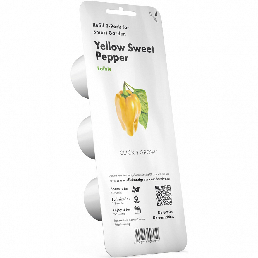 Набор картриджей для умного сада Click and Grow Refill 3-Pack Жёлтый сладкий перец (Yellow Sweet Pepper)
