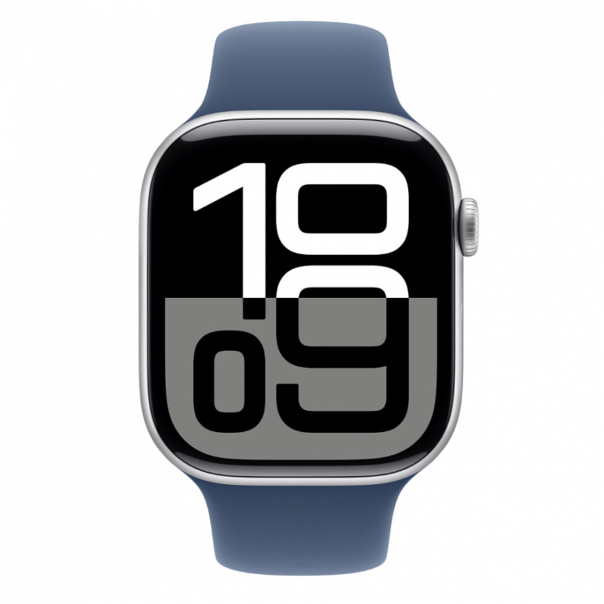 Умные часы Apple Watch Series 10 46 мм, GPS, алюминий серебристый, спортивный ремешок «Denim»  M/L