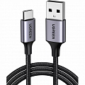 Кабель Ugreen US288 USB-A 2.0 to USB-C Cable Nickel Plating Aluminum Nylon Braid (0,25 метра) чёрный (60124)