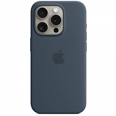 Чехол Apple MagSafe Silicone Case для iPhone 15 Pro синий шторм (Storm Blue)