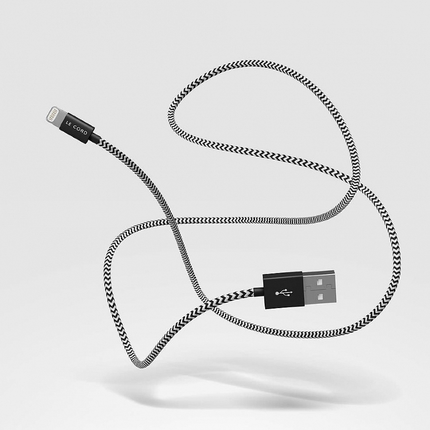 Кабель Le Cord Nylon Lightning MFI (1.2 метра) Eero (Чёрно-белый)