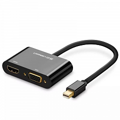 Адаптер UGREEN MD108 (10439) Mini DP to HDMI VGA 2-in-1 Video Adapter 1080p черный
