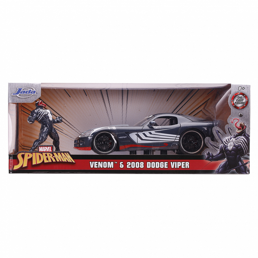 Набор Машинка с Фигуркой Марвел 2.75"+1:24 2008 Dodge Viper SRT10 Веном 31750