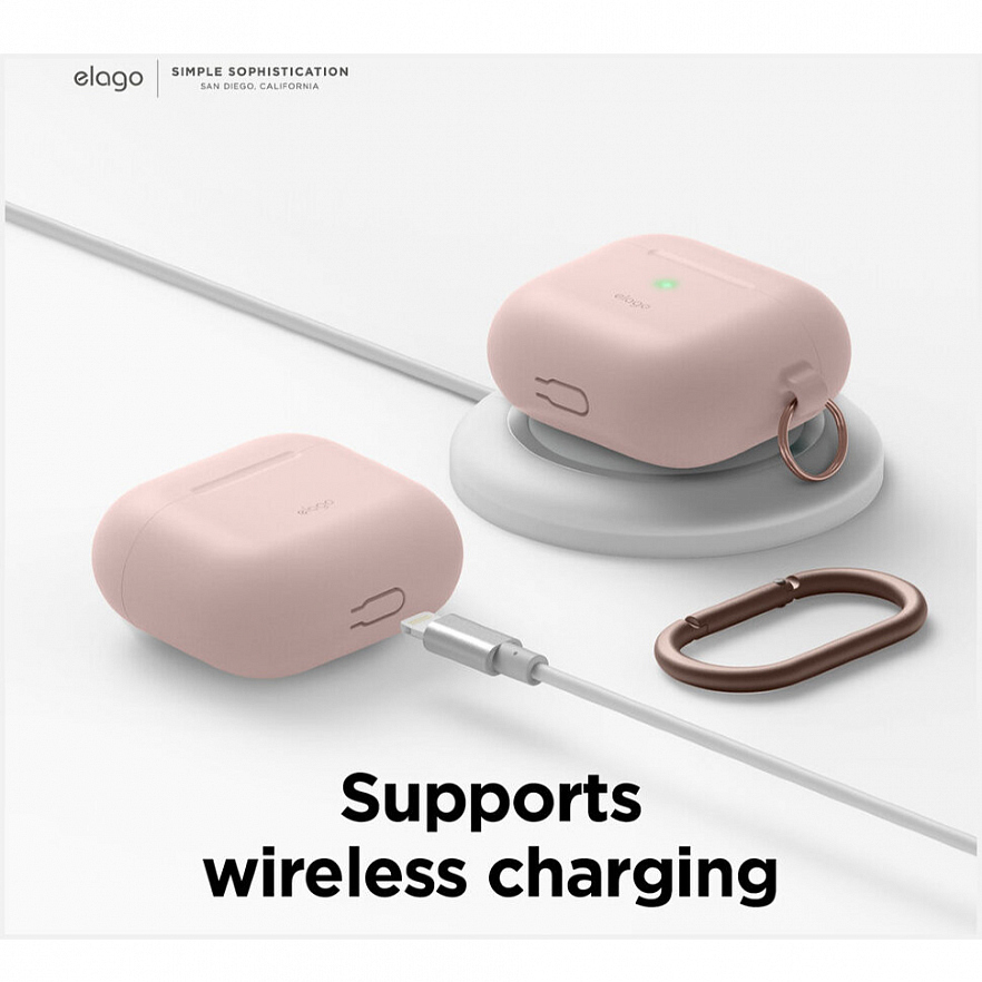 Чехол Elago Silicone Hang Case для AirPods 3 розовый песок (Sand Pink)