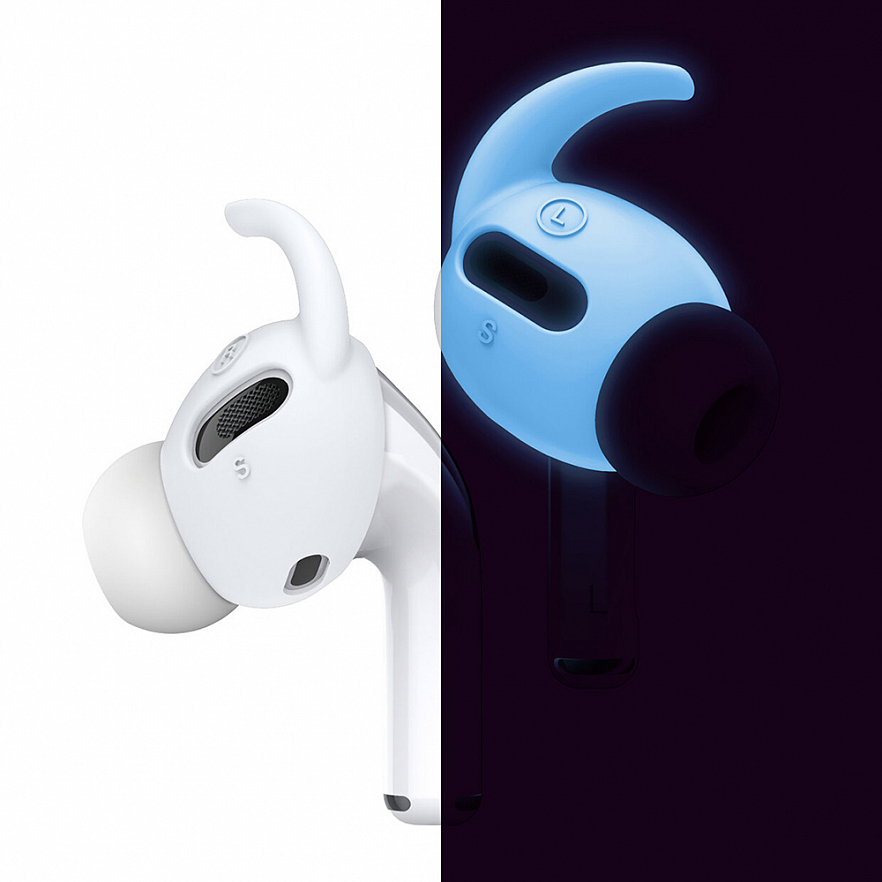Амбушюры Elago Earbuds Hook Cover для AirPods Pro светящиеся в темноте белые (Nightglow Blue)