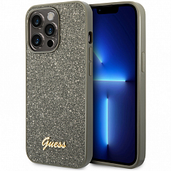 Чехол CG Mobile Guess Glitter Flakes w Metal Logo Hard для iPhone 14 Pro зелёный