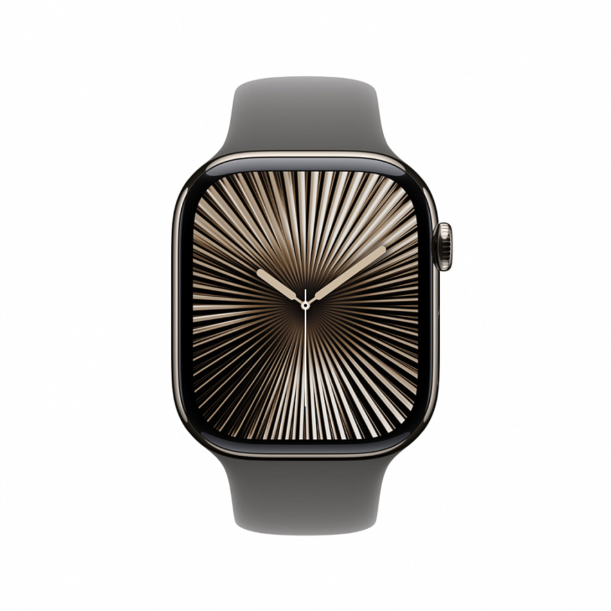 Умные часы Apple Watch Series 10 46 мм, GPS, титан серебристый, спортивный ремешок серый камень M/L