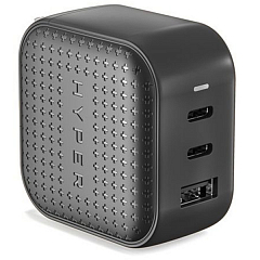 Сетевое зарядное устройство HyperJuice Lifestyle 65W GaN Charger 1 x USB / 2 x USB-C чёрное (HJ265-BLACK)