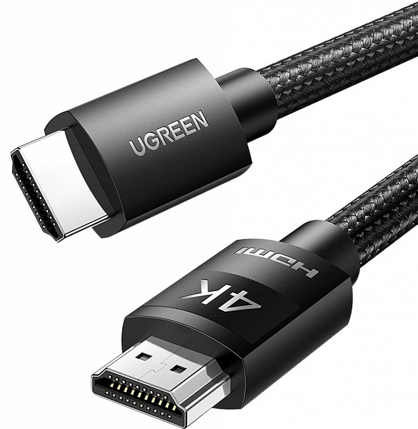 Кабель Ugreen HD119 (40101) 4K HDMI Male To Male Cable Braided (2 метра) чёрный