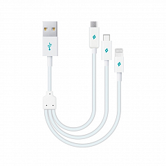 Кабель тройной TTEC Trio USB-A -(Lightning/MicroUSB/Type-C) - 30см белый