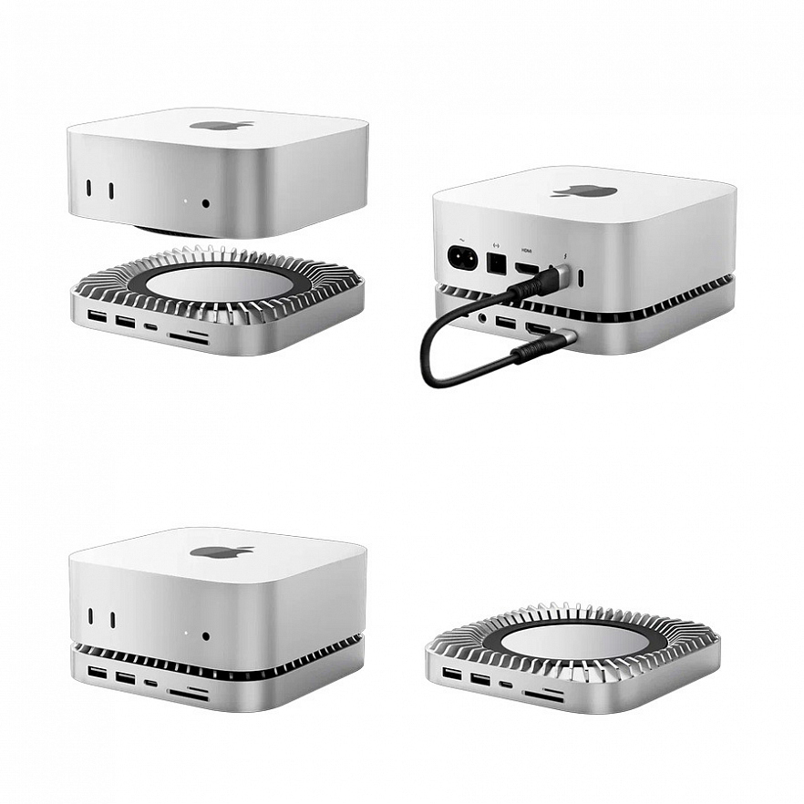 USB-хаб разветвитель Movespeed серебристого цвета