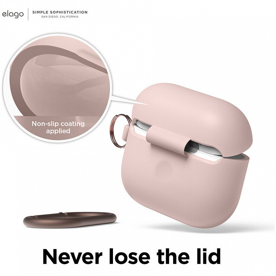 Чехол Elago Silicone Hang Case для AirPods 3 розовый песок (Sand Pink)