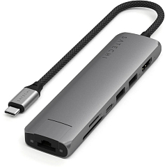 Хаб Satechi 7-in-1 USB-C тонки с RF45 гигабитный серый космос