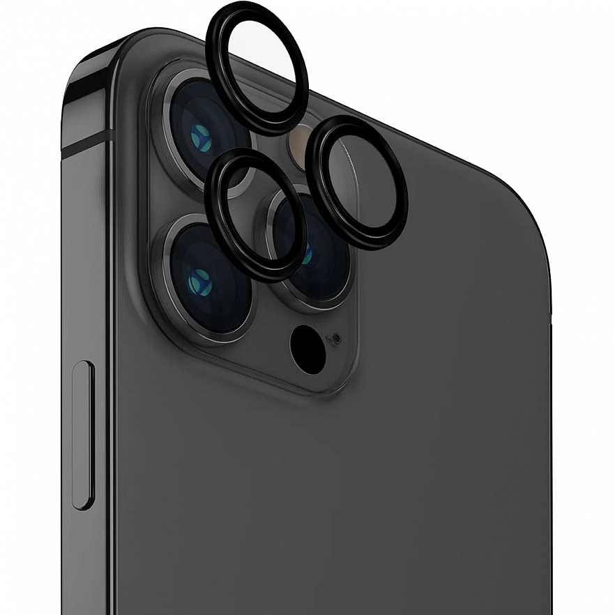 Защитное стекло на камеру Uniq OPTIX Camera Lens protector Aluminium для iPhone 15 Pro чёрное Black