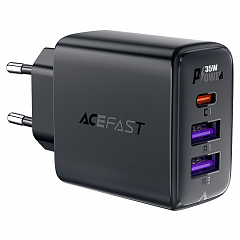 Сетевое зарядное устройство Acefast A57 PD35W GaN 2 x USB + USB-C Charger чёрное (AF-A57-BK)