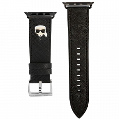 Ремешок CG Mobile Lagerfeld PU Saffiano Karl Head для Apple Watch 42/44/45 мм чёрный (KLAWLOKHK)