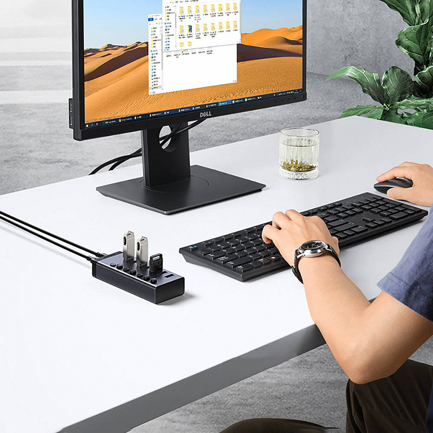 Мульти Хаб UGREEN CM481 USB-C to 7-Port USB-A 3.0 Hub DC 12V (90307)