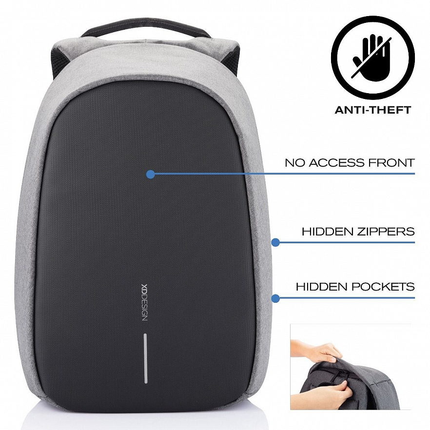 Рюкзак XD Design Bobby Pro Anti-Theft Backpack серый
