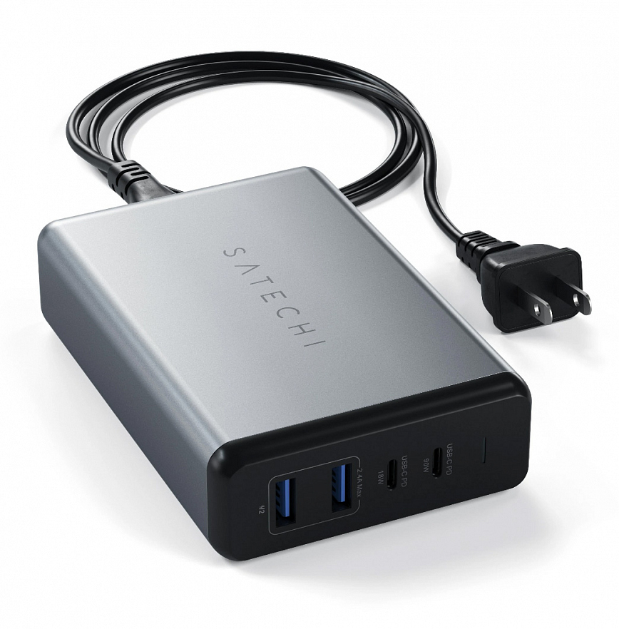 Сетевое зарядное устройство Satechi 108W Pro USB-C PD серый космос (ST-TC108WM)