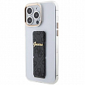 Чехол CG Mobile Guess Grip Stand Clear Case 4G Script Logo для iPhone 15 Pro Max прозрачный / чёрный
