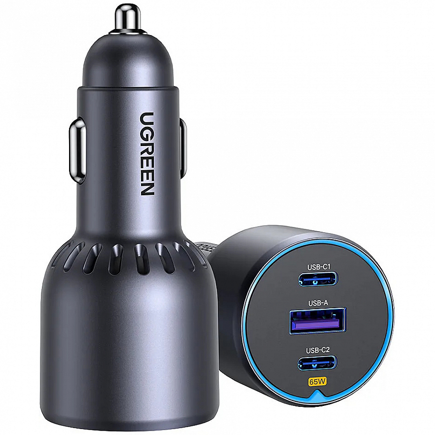 Автомобильное зарядное устройство Ugreen EC703 1 x USB + 2 x USB Type-C 75W серое (35024)