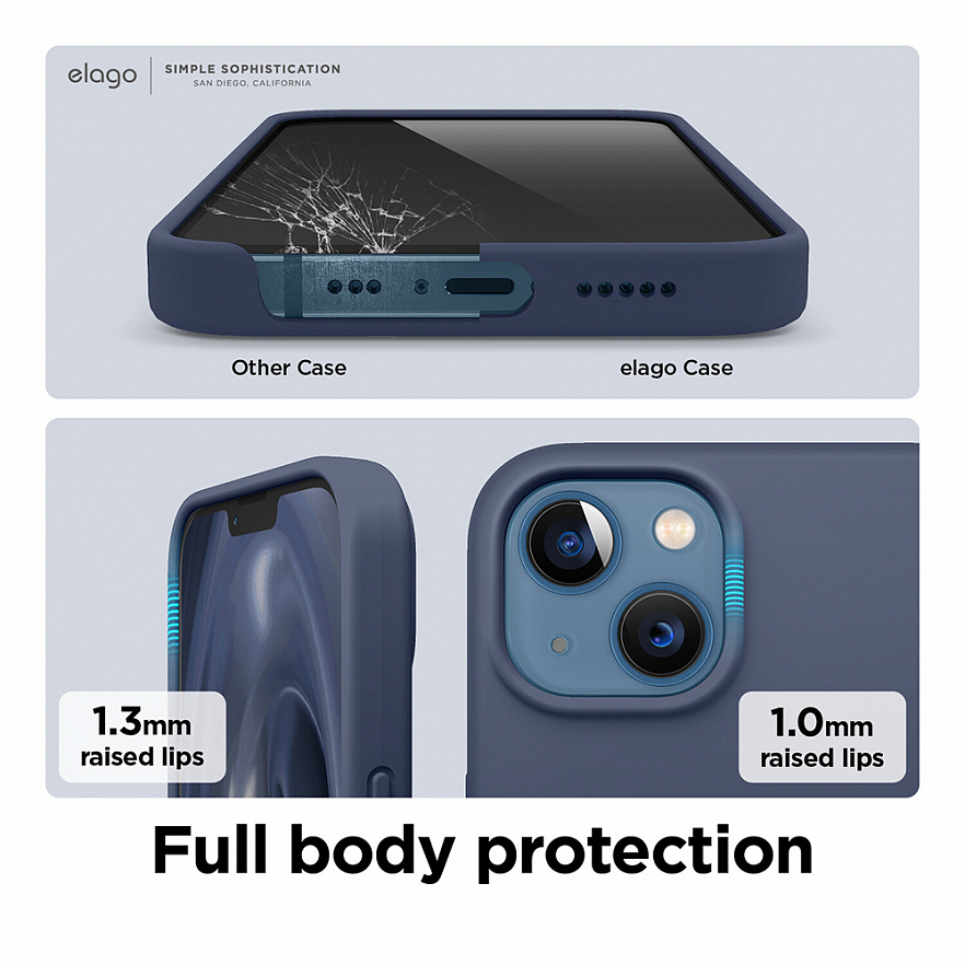 Чехол Elago Soft Silicone Case для iPhone 13 синий (Jean Indigo)