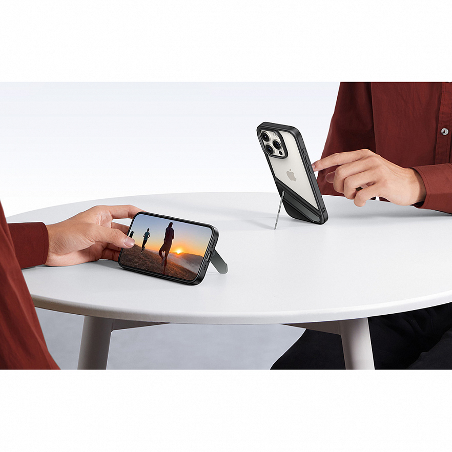 Чехол Ugreen LP739 Kickstand Protective Case для iPhone 15 Pro чёрный / прозрачный (25406)