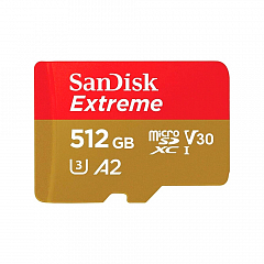 Карта памяти SanDisk Extreme microSDXC 512 ГБ красно-золотая