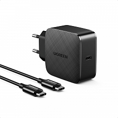 Зарядное устройство с кабелем UGREEN CD217 (40156) 65W GaN с USB-C черное